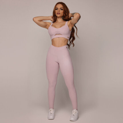 Legging Pulse Jacquard Canelado Rosa Seco - Moving Fitness Wear