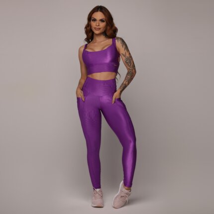 Calça Legging Michigan Empina Bumbum Glossy Púrpura